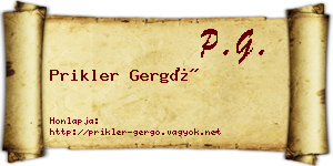 Prikler Gergő névjegykártya